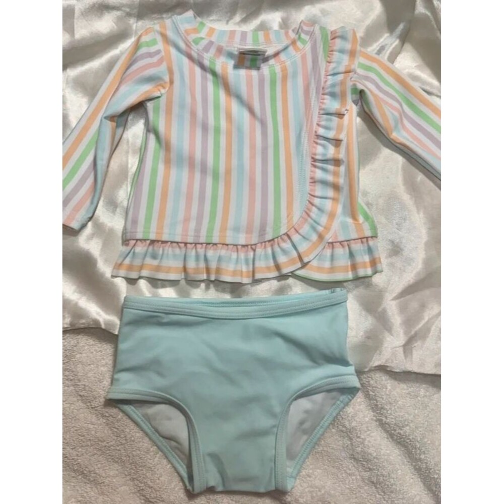 Rufflebutts 2 Piece Toddler Girls Swimsuit Pastel NWT 3-6M